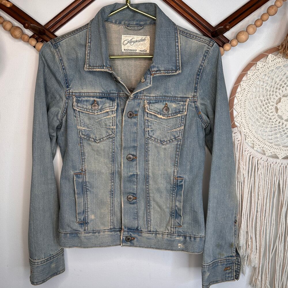 Vintage Y2K Aeropostle Denim Medium Wash Jean Jacket